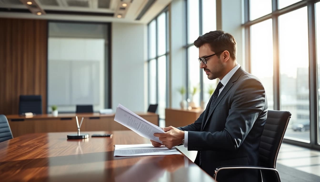 Headhunter Ingenieure analysiert Lebenslauf in modernem Büro.