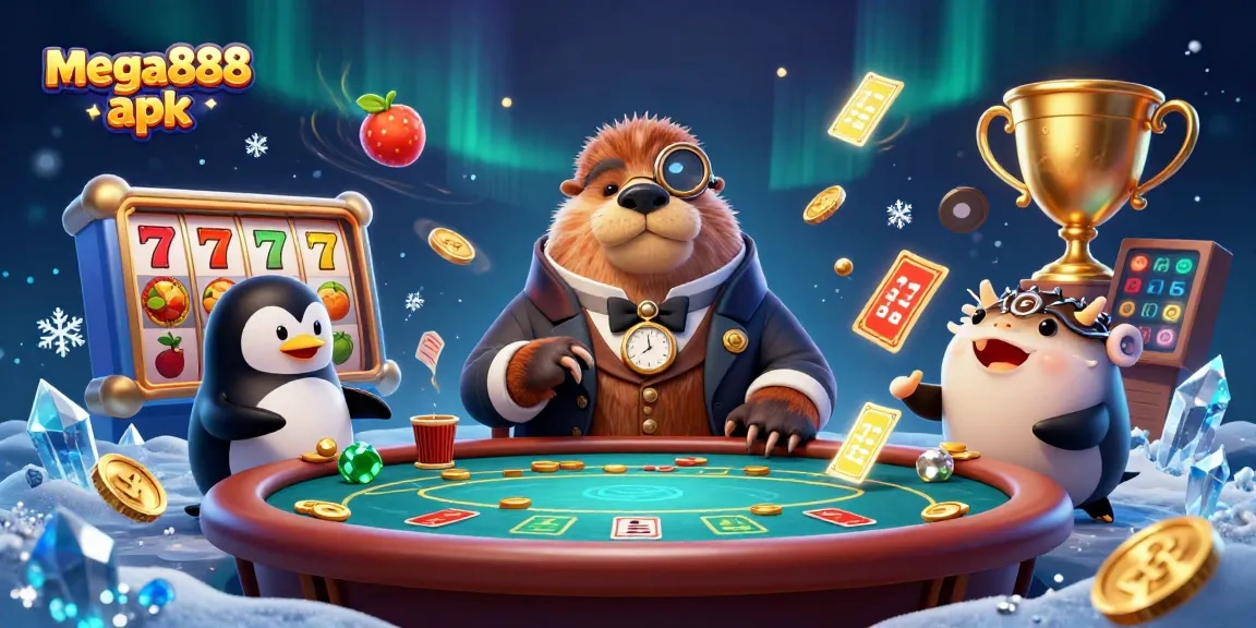 Experience thrilling gameplay with mega888 apk at a vibrant underwater poker scene featuring whimsical characters and dynamic casino elements.