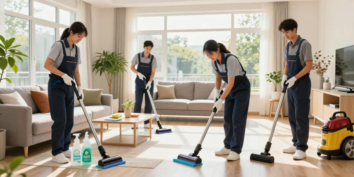 Reinigungsfirmen Bern team providing meticulous cleaning services in a bright residential space.