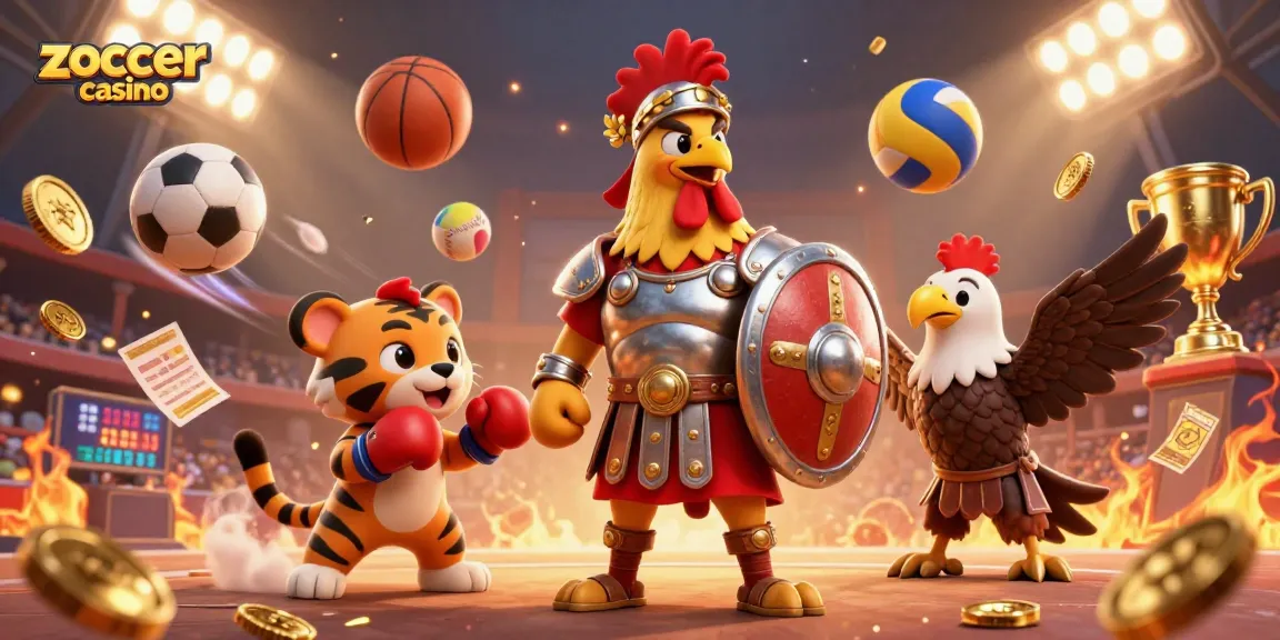 Experience exhilarating gameplay at zoccer casino with dynamic sports elements and characters in a vibrant colosseum arena.