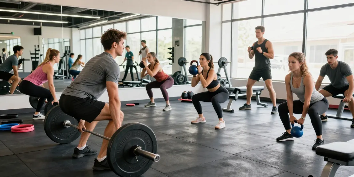 Astera Shop: Aktive Menschen im Fitnessstudio beim Training mit hochwertigen Geräten.