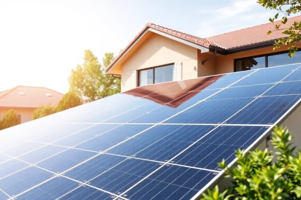 Die Berechnung der Pv anlage kosten wien in einer modernen Wohnumgebung mit Solarpanelen.