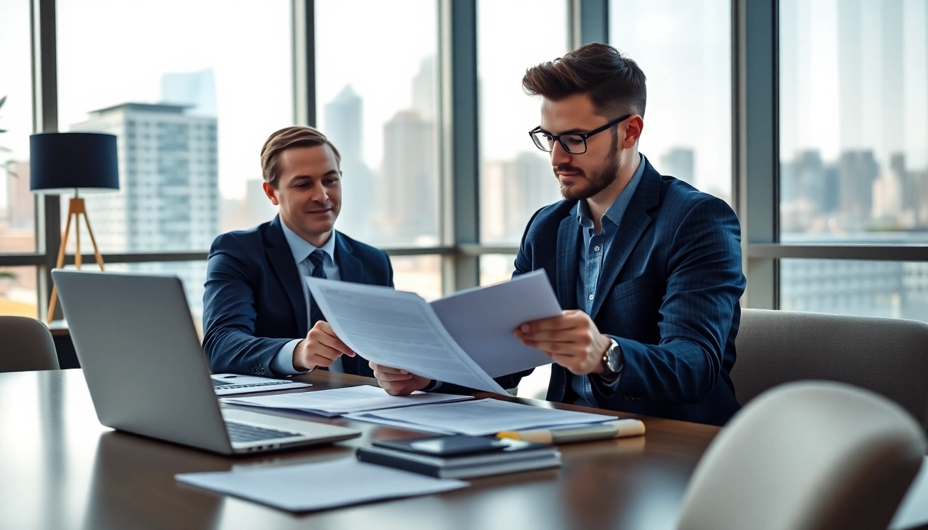 Headhunter IT profiled in a modern office discussing career opportunities.