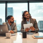 Headhunter Schweiz berät in einem modernen Büro mit Blick auf die Stadt