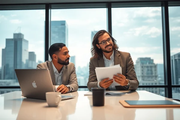 Headhunter Schweiz berät in einem modernen Büro mit Blick auf die Stadt