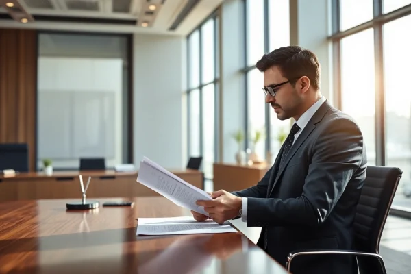 Headhunter Ingenieure analysiert Lebenslauf in modernem Büro.