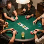 Engaging poker night scene showcasing a home game among friends at Nhà cái F168.