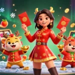 Experience the thrill of online casino ohne oasis with vibrant Asian-themed 3D illustration featuring festive elements.