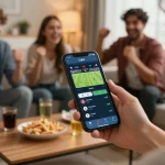 Experience live betting on kqbd app with smartphone during epic football match celebration