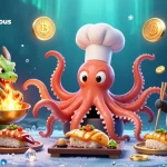 Spiele im Zoccer Casino Willkommensbonus mit glücklichen Figuren und glänzenden Münzen.